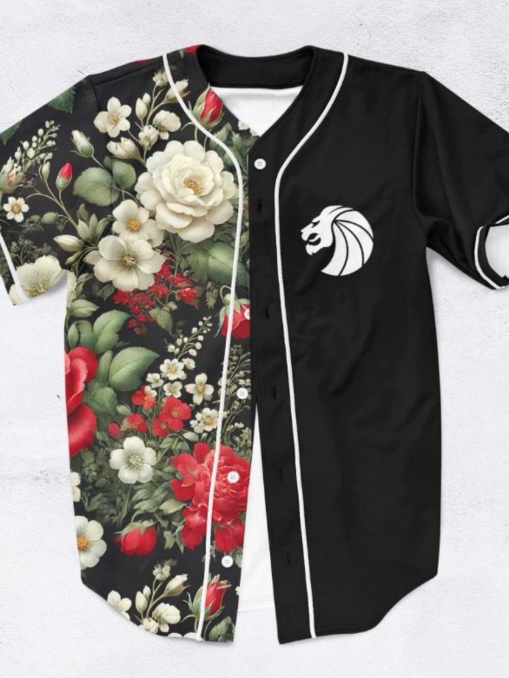 Seven Lions Split Vintage Floral Black Rave Baseball Jersey